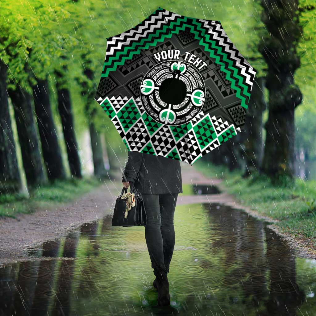 Personalised Aotearoa Niho Taniwha Motif Umbrella Green Style - Aussie Hoodie
