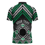 Personalised Aotearoa Niho Taniwha Motif Zipper Polo Shirt Green Style - Aussie Hoodie