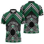 Personalised Aotearoa Niho Taniwha Motif Zipper Polo Shirt Green Style - Aussie Hoodie
