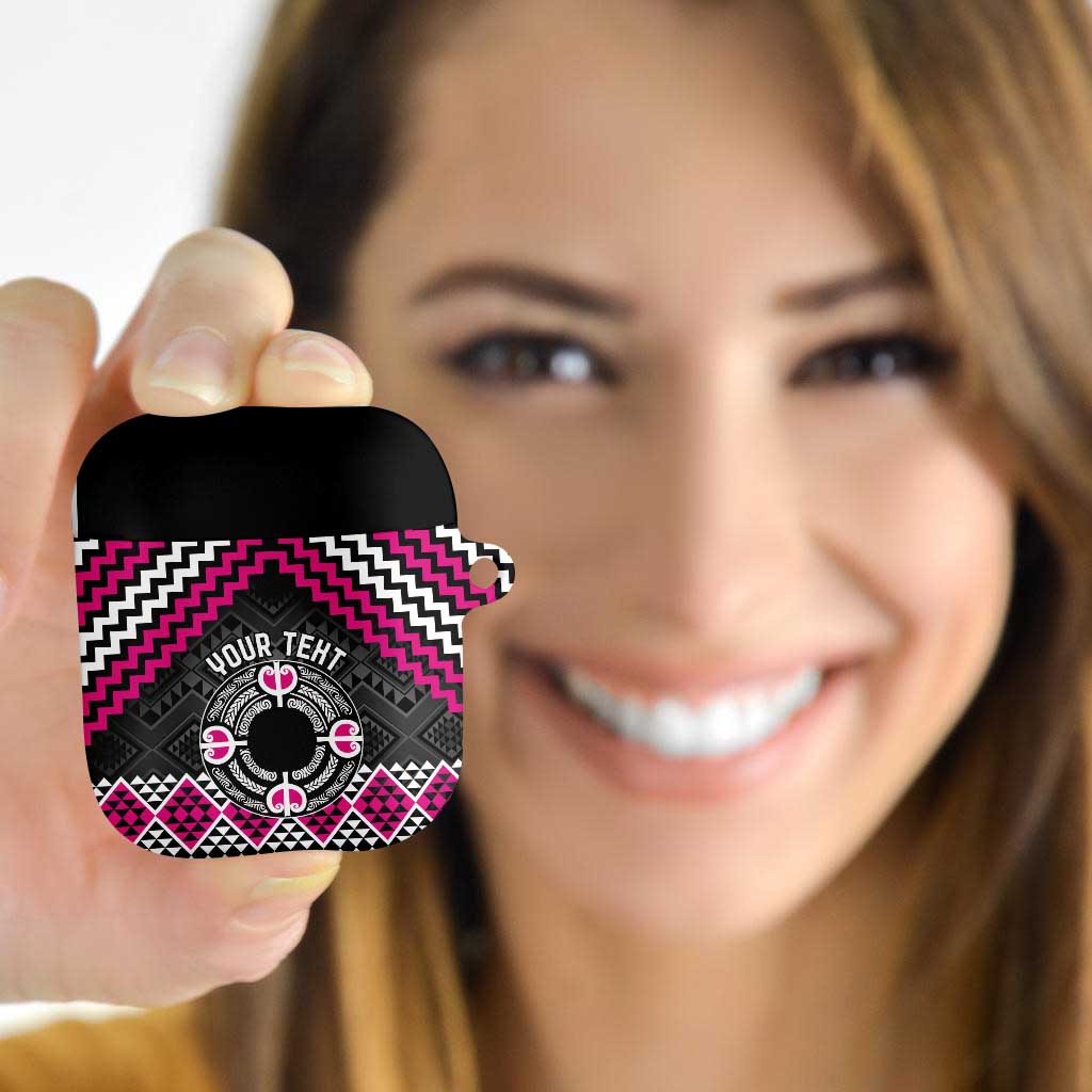 Personalised Aotearoa Niho Taniwha Motif AirPods Case Pink Style - Aussie Hoodie