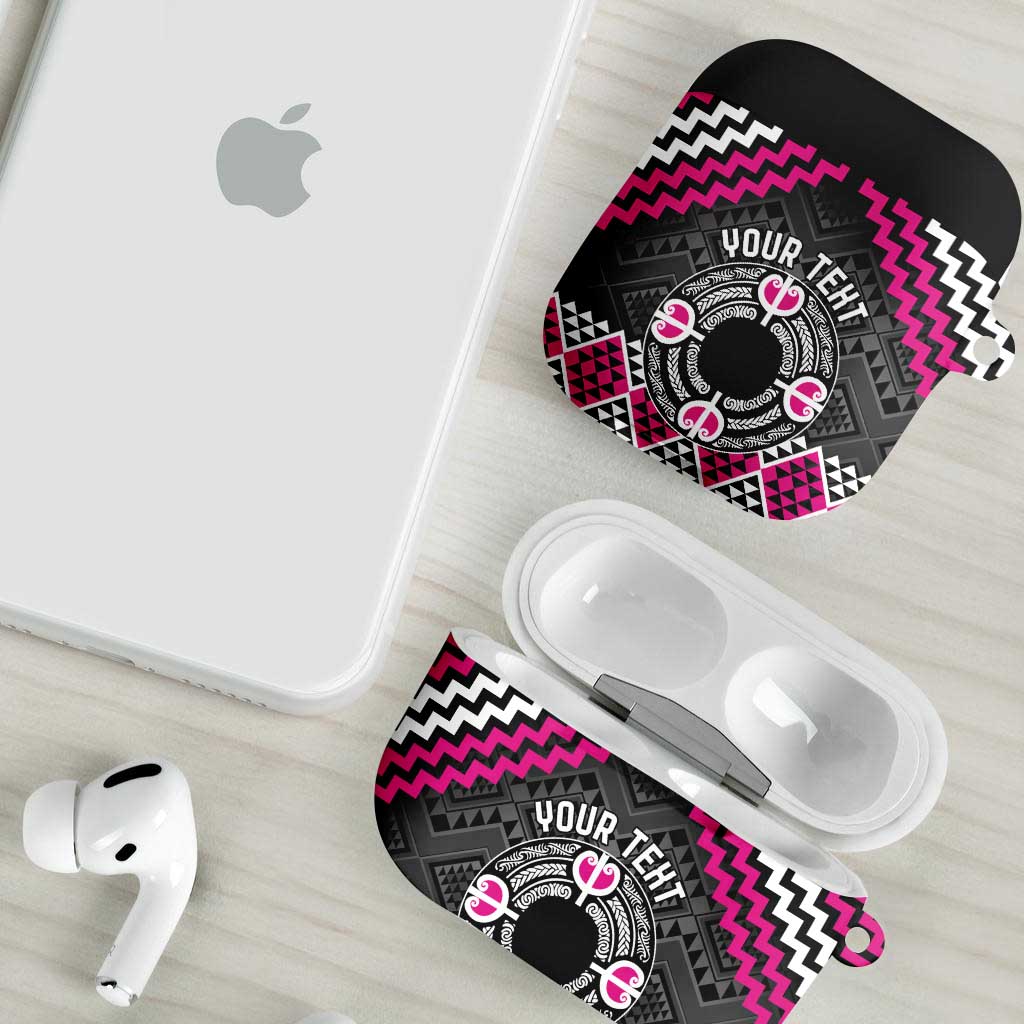 Personalised Aotearoa Niho Taniwha Motif AirPods Case Pink Style - Aussie Hoodie