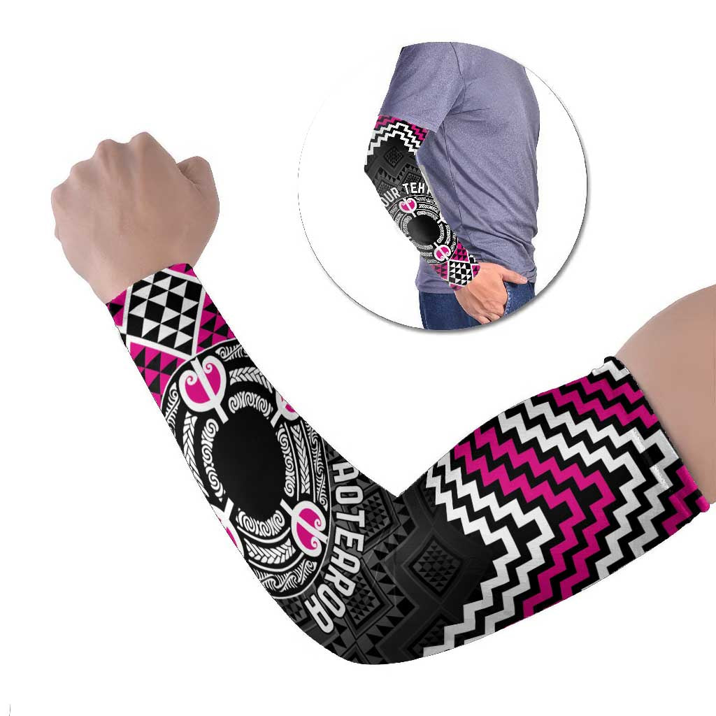 Personalised Aotearoa Niho Taniwha Motif Arm Sleeves Pink Style - Aussie Hoodie