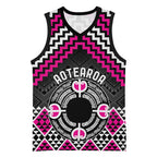 Personalised Aotearoa Niho Taniwha Motif Basketball Jersey Pink Style - Aussie Hoodie