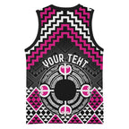 Personalised Aotearoa Niho Taniwha Motif Basketball Jersey Pink Style - Aussie Hoodie