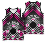 Personalised Aotearoa Niho Taniwha Motif Basketball Jersey Pink Style - Aussie Hoodie