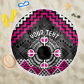 Personalised Aotearoa Niho Taniwha Motif Beach Blanket Pink Style