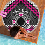 Personalised Aotearoa Niho Taniwha Motif Beach Blanket Pink Style