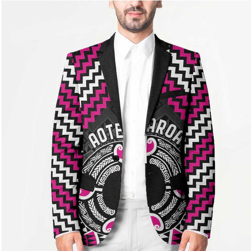 Personalised Aotearoa Niho Taniwha Motif Blazer Pink Style - Aussie Hoodie