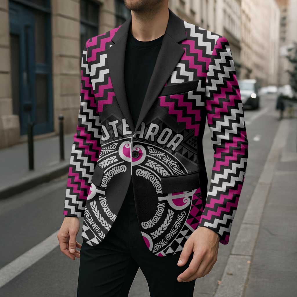 Personalised Aotearoa Niho Taniwha Motif Blazer Pink Style - Aussie Hoodie