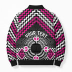 Personalised Aotearoa Niho Taniwha Motif Bomber Puffer Jacket Pink Style - Aussie Hoodie