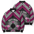 Personalised Aotearoa Niho Taniwha Motif Bomber Puffer Jacket Pink Style - Aussie Hoodie