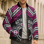 Personalised Aotearoa Niho Taniwha Motif Bomber Puffer Jacket Pink Style - Aussie Hoodie