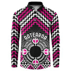 Personalised Aotearoa Niho Taniwha Motif Button Sweatshirt Pink Style