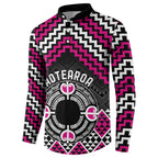 Personalised Aotearoa Niho Taniwha Motif Button Sweatshirt Pink Style