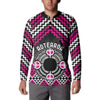 Personalised Aotearoa Niho Taniwha Motif Button Sweatshirt Pink Style