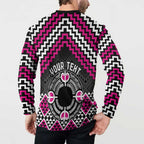 Personalised Aotearoa Niho Taniwha Motif Button Sweatshirt Pink Style