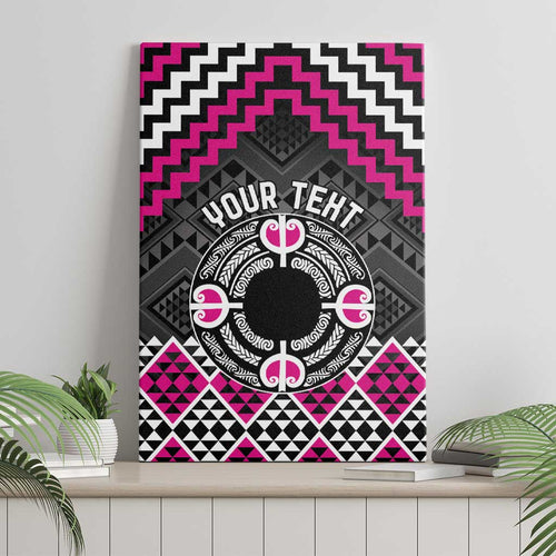 Personalised Aotearoa Niho Taniwha Motif Canvas Wall Art Pink Style
