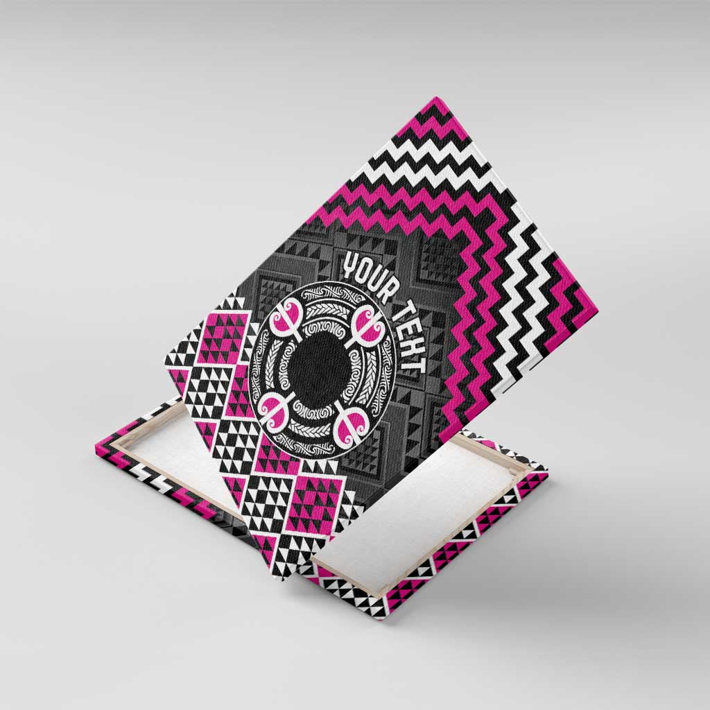Personalised Aotearoa Niho Taniwha Motif Canvas Wall Art Pink Style
