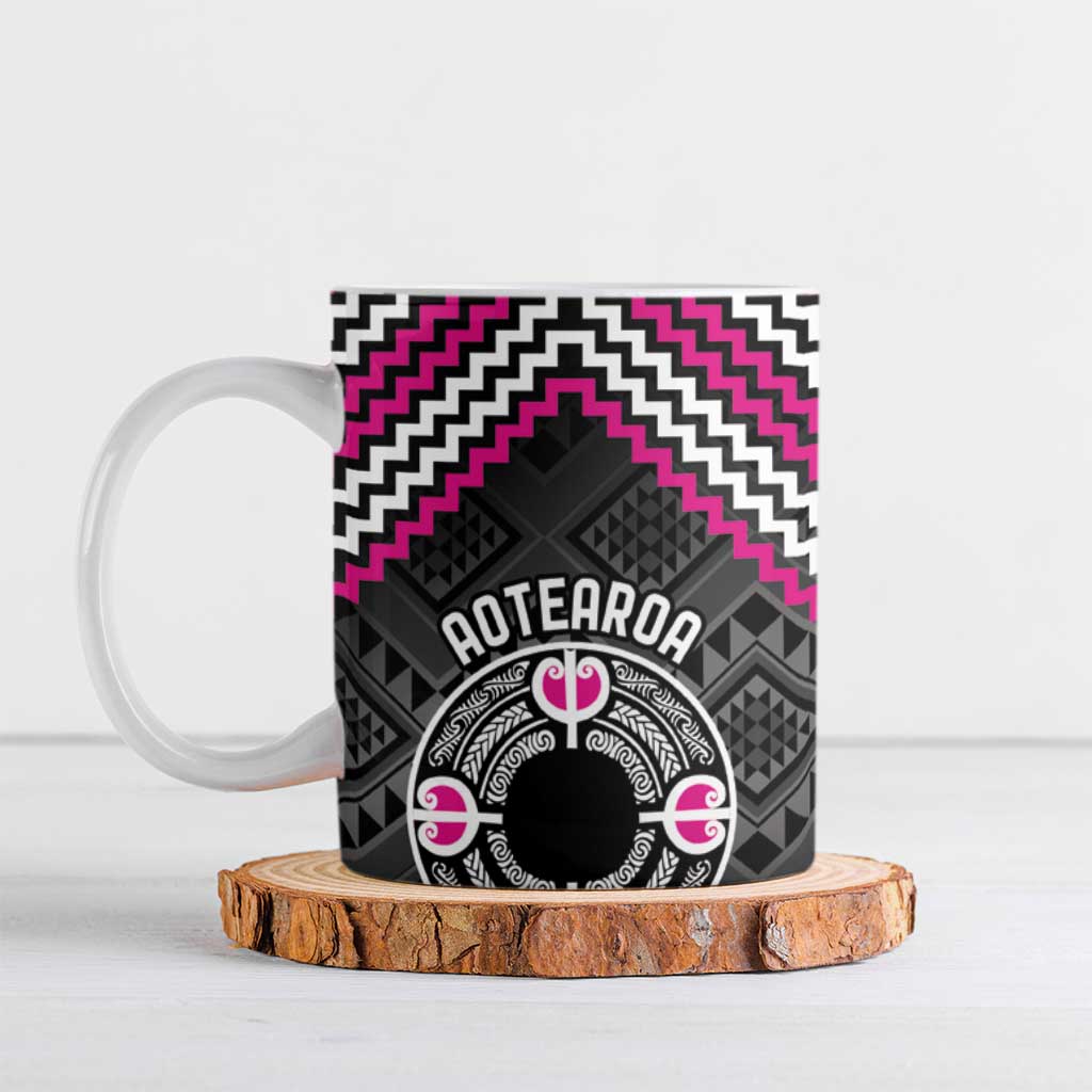 Personalised Aotearoa Niho Taniwha Motif Ceramic Mug Pink Style - Aussie Hoodie