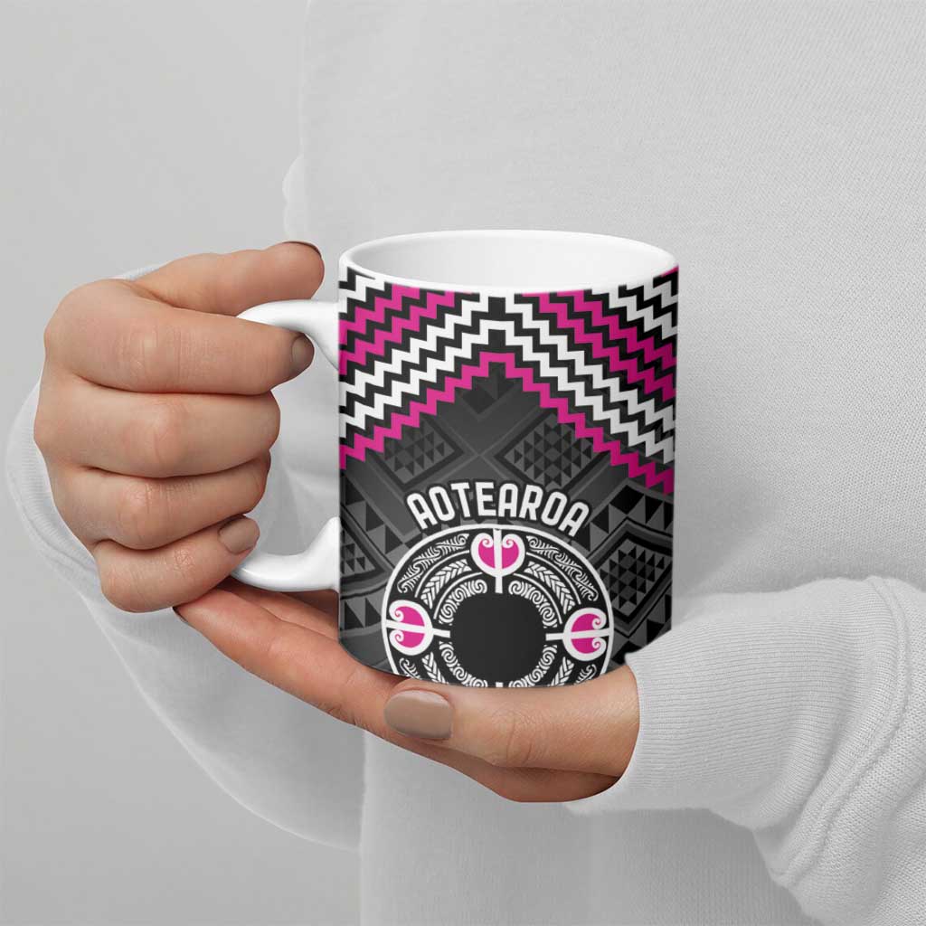 Personalised Aotearoa Niho Taniwha Motif Ceramic Mug Pink Style - Aussie Hoodie