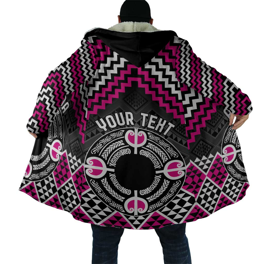 Personalised Aotearoa Niho Taniwha Motif Cloak Pink Style - Aussie Hoodie