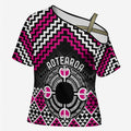 Personalised Aotearoa Niho Taniwha Motif Cross Shoulder Shirt Pink Style - Aussie Hoodie