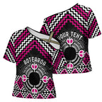 Personalised Aotearoa Niho Taniwha Motif Cross Shoulder Shirt Pink Style - Aussie Hoodie