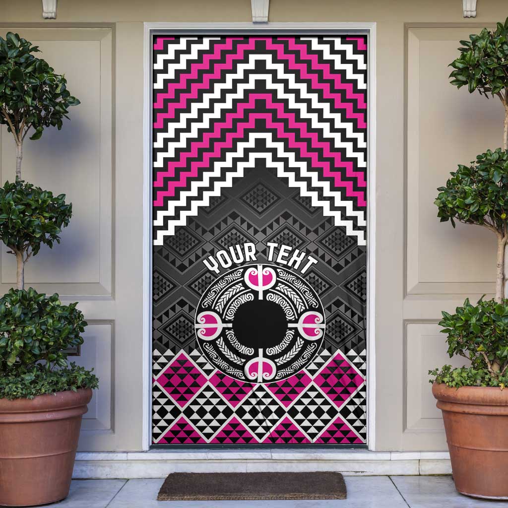 Personalised Aotearoa Niho Taniwha Motif Door Cover Pink Style - Aussie Hoodie