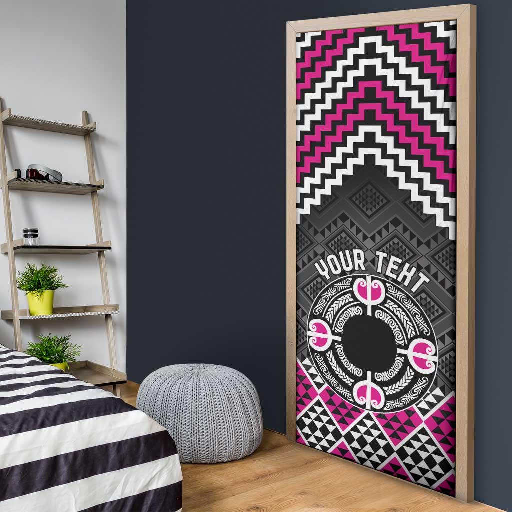 Personalised Aotearoa Niho Taniwha Motif Door Cover Pink Style - Aussie Hoodie