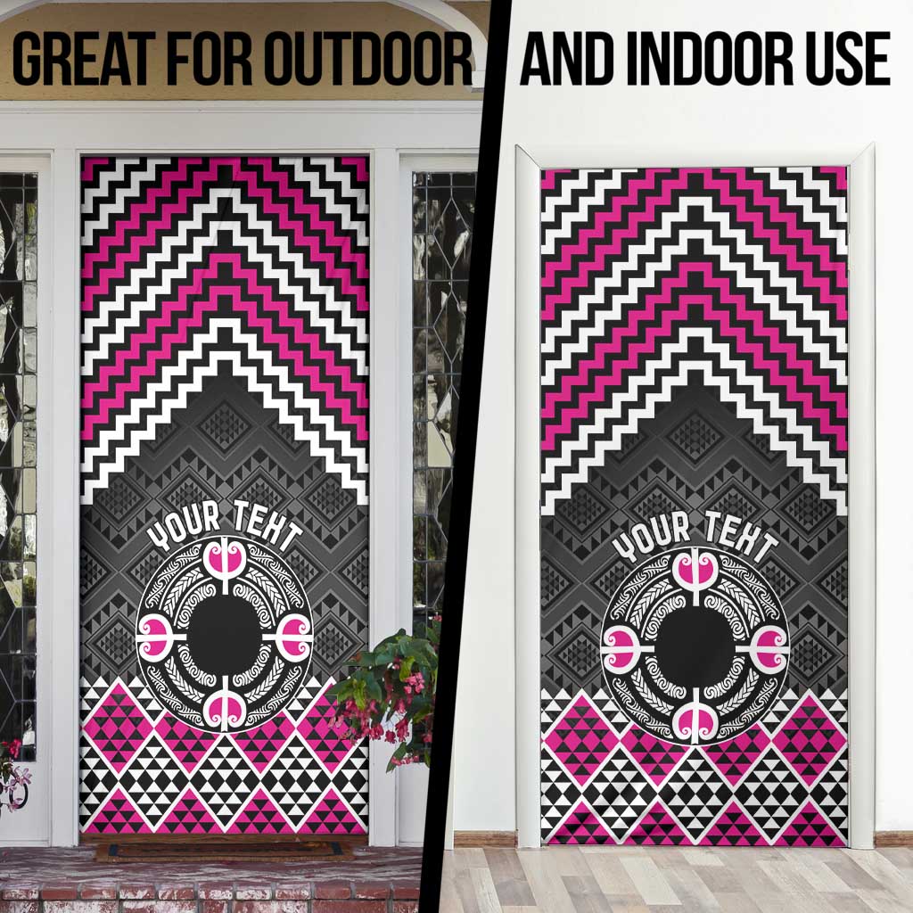 Personalised Aotearoa Niho Taniwha Motif Door Cover Pink Style - Aussie Hoodie