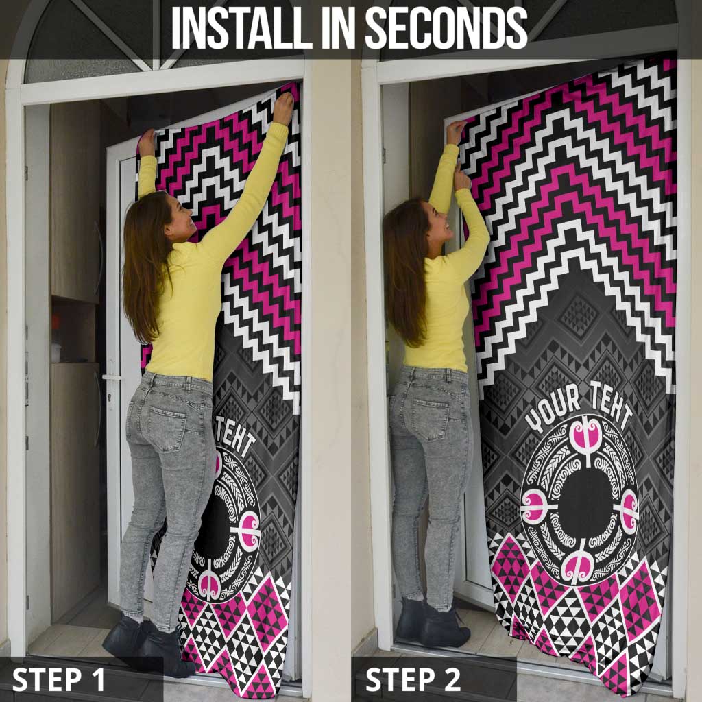 Personalised Aotearoa Niho Taniwha Motif Door Cover Pink Style - Aussie Hoodie