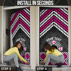 Personalised Aotearoa Niho Taniwha Motif Door Cover Pink Style - Aussie Hoodie