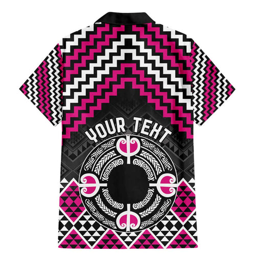Personalised Aotearoa Niho Taniwha Motif Family Matching Mermaid Dress and Hawaiian Shirt Pink Style