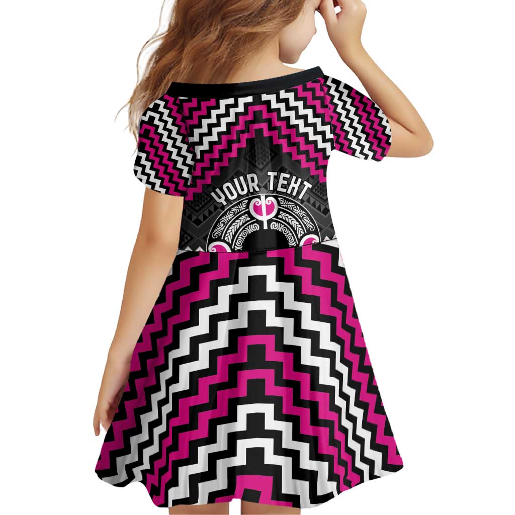 Personalised Aotearoa Niho Taniwha Motif Family Matching Puletasi and Hawaiian Shirt Pink Style