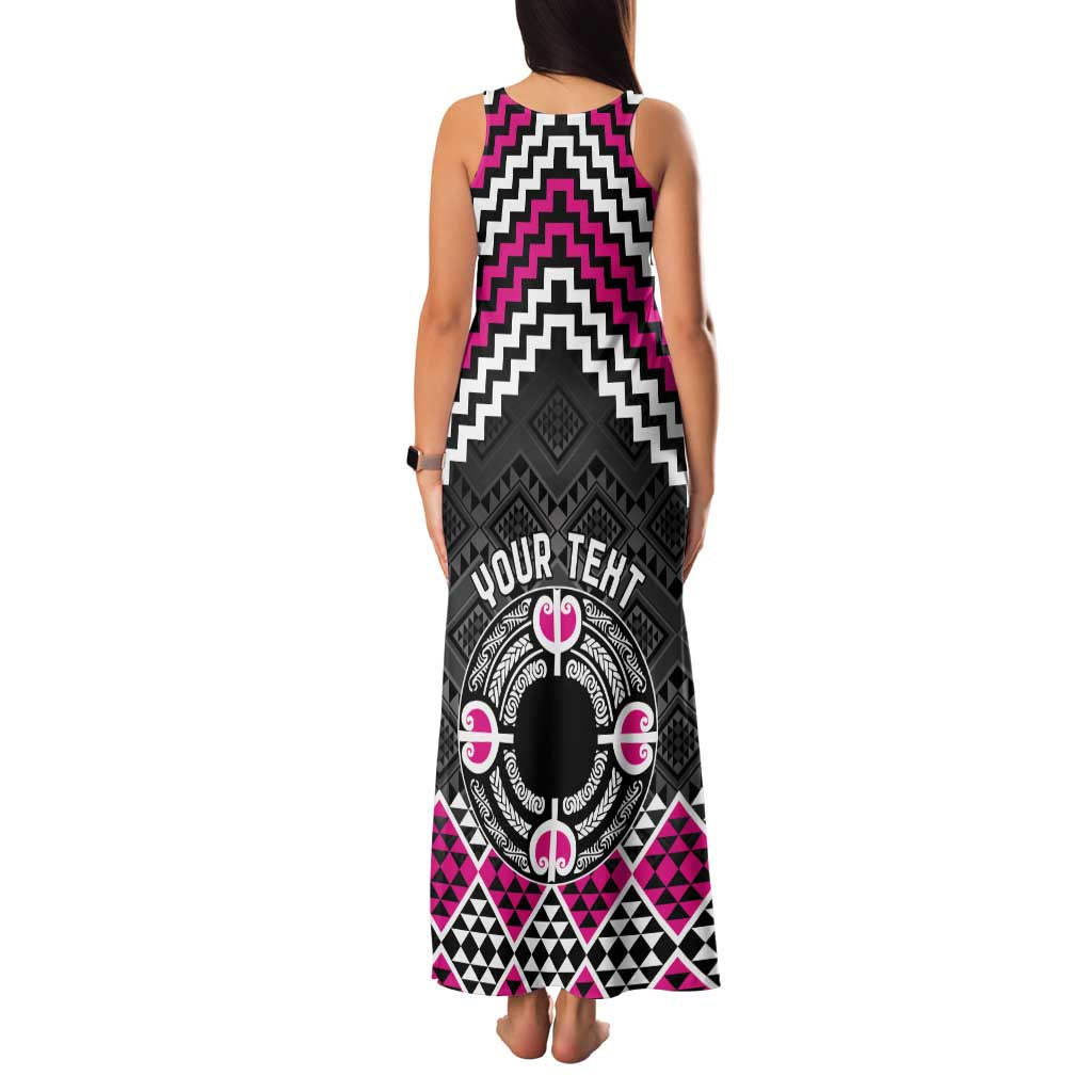 Personalised Aotearoa Niho Taniwha Motif Family Matching Tank Maxi Dress and Hawaiian Shirt Pink Style