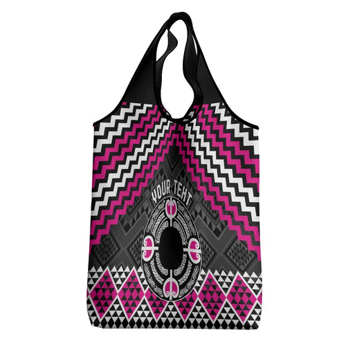 Personalised Aotearoa Niho Taniwha Motif Grocery Bag Pink Style