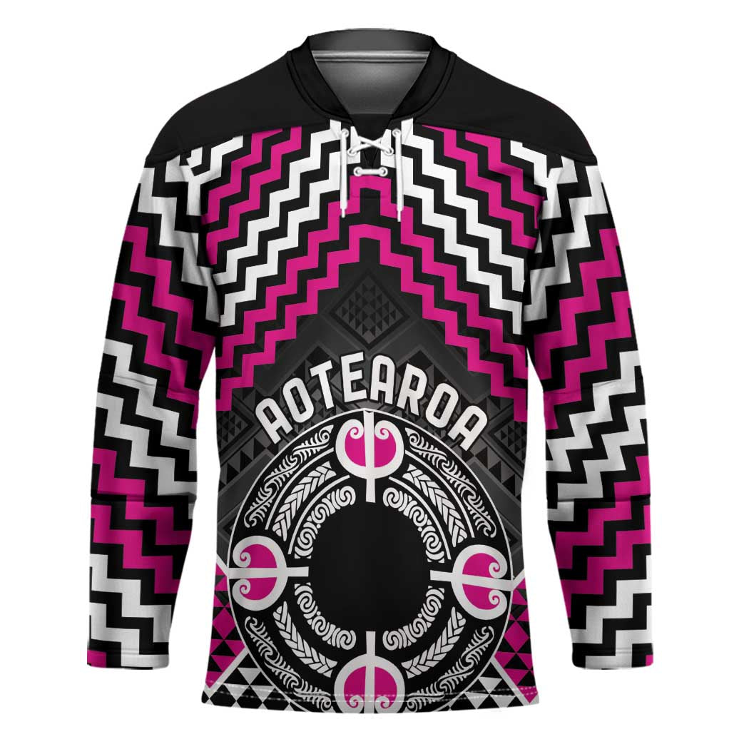 Personalised Aotearoa Niho Taniwha Motif Hockey Jersey Pink Style - Aussie Hoodie