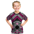 Personalised Aotearoa Niho Taniwha Motif Kid T Shirt Pink Style