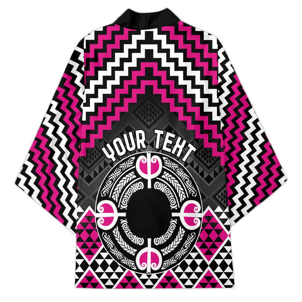 Personalised Aotearoa Niho Taniwha Motif Kimono Pink Style - Aussie Hoodie