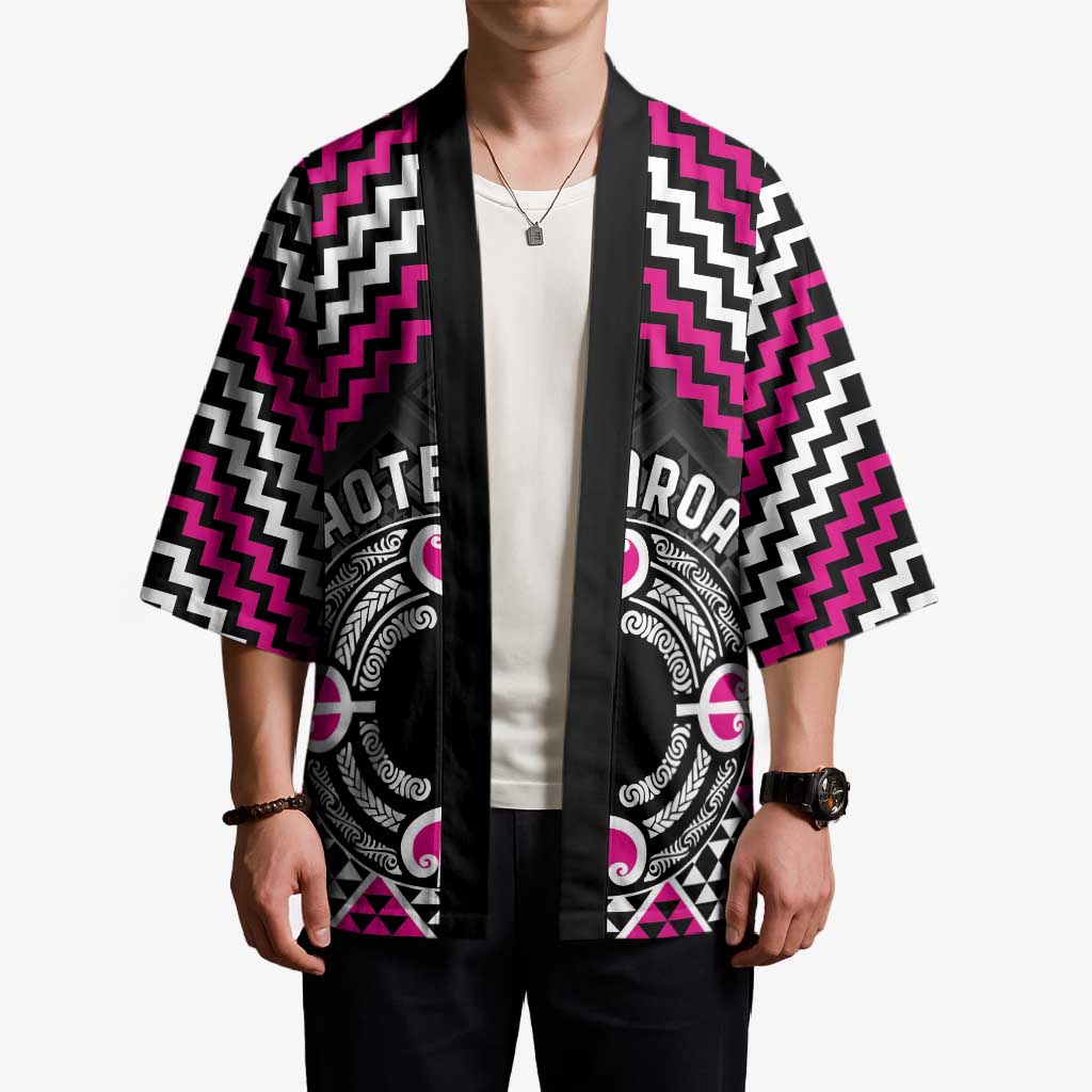 Personalised Aotearoa Niho Taniwha Motif Kimono Pink Style - Aussie Hoodie