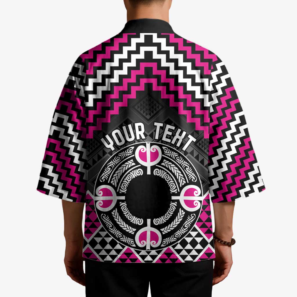 Personalised Aotearoa Niho Taniwha Motif Kimono Pink Style - Aussie Hoodie