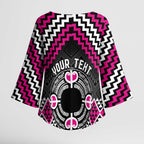 Personalised Aotearoa Niho Taniwha Motif Kimono Sleeve Blouse Pink Style - Aussie Hoodie