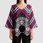 Personalised Aotearoa Niho Taniwha Motif Kimono Sleeve Blouse Pink Style - Aussie Hoodie