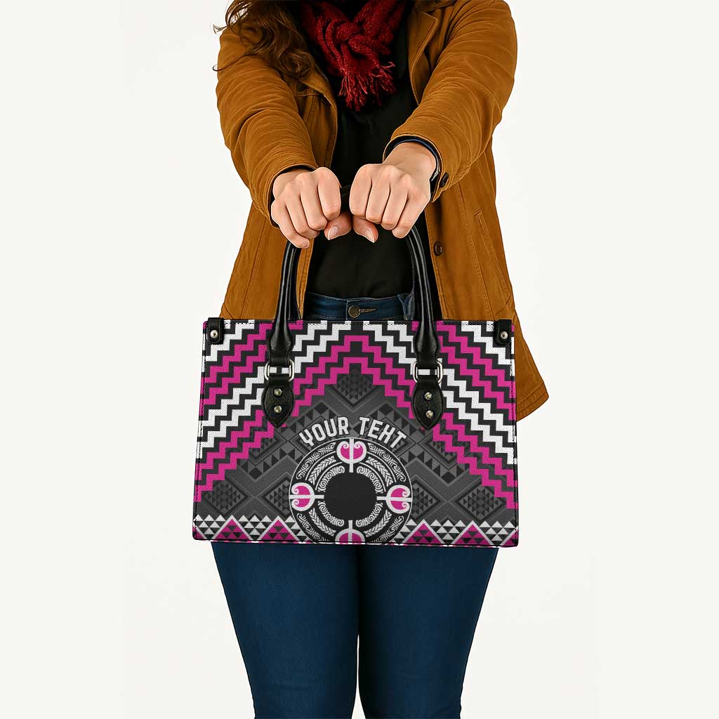 Personalised Aotearoa Niho Taniwha Motif Leather Bag Pink Style - Aussie Hoodie