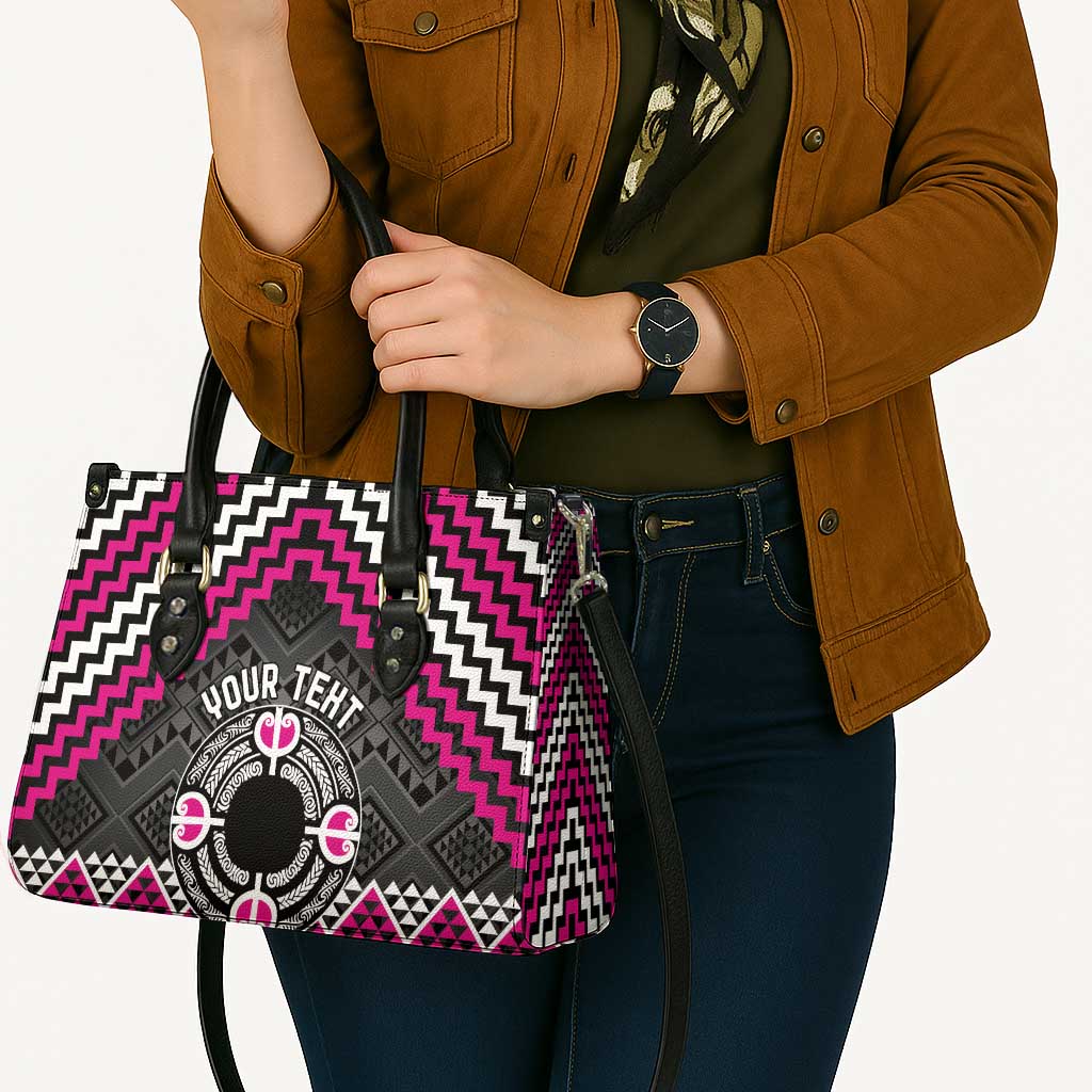 Personalised Aotearoa Niho Taniwha Motif Leather Bag Pink Style - Aussie Hoodie