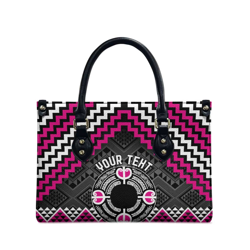 Personalised Aotearoa Niho Taniwha Motif Leather Bag Pink Style - Aussie Hoodie