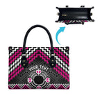 Personalised Aotearoa Niho Taniwha Motif Leather Bag Pink Style - Aussie Hoodie