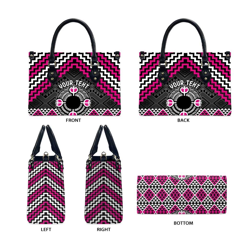 Personalised Aotearoa Niho Taniwha Motif Leather Bag Pink Style - Aussie Hoodie