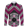 Personalised Aotearoa Niho Taniwha Motif Long Sleeve Button Shirt Pink Style