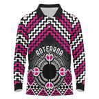 Personalised Aotearoa Niho Taniwha Motif Long Sleeve Polo Shirt Pink Style